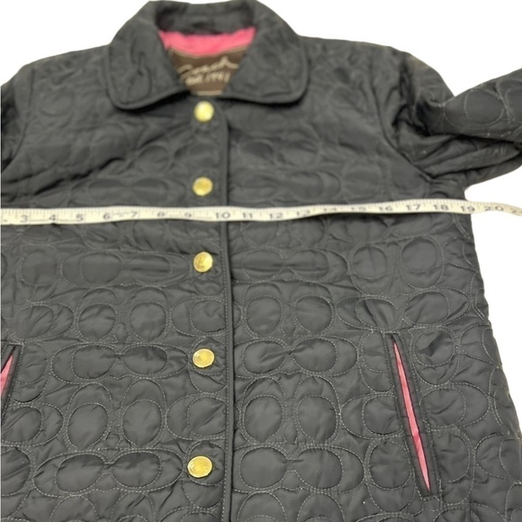 COACH Signature "C" Quilted Logo Snap Front Jacket Coat Women XS - Picture 7 of 13